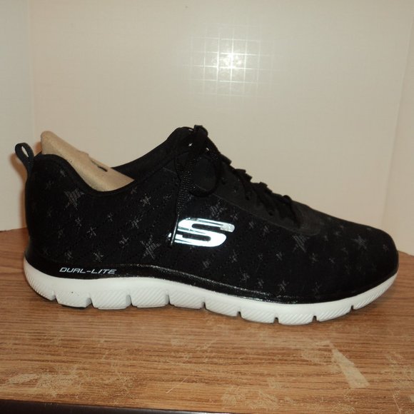 Skechers Women's Size US 11 Shoes Sneakers Black Stars Lace Up - Picture 7 of 10
